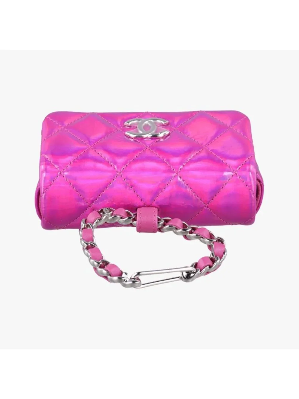 Chanel Quilted CC Logo Years Rose Red Patent